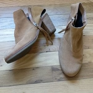 Tan booties with zipper